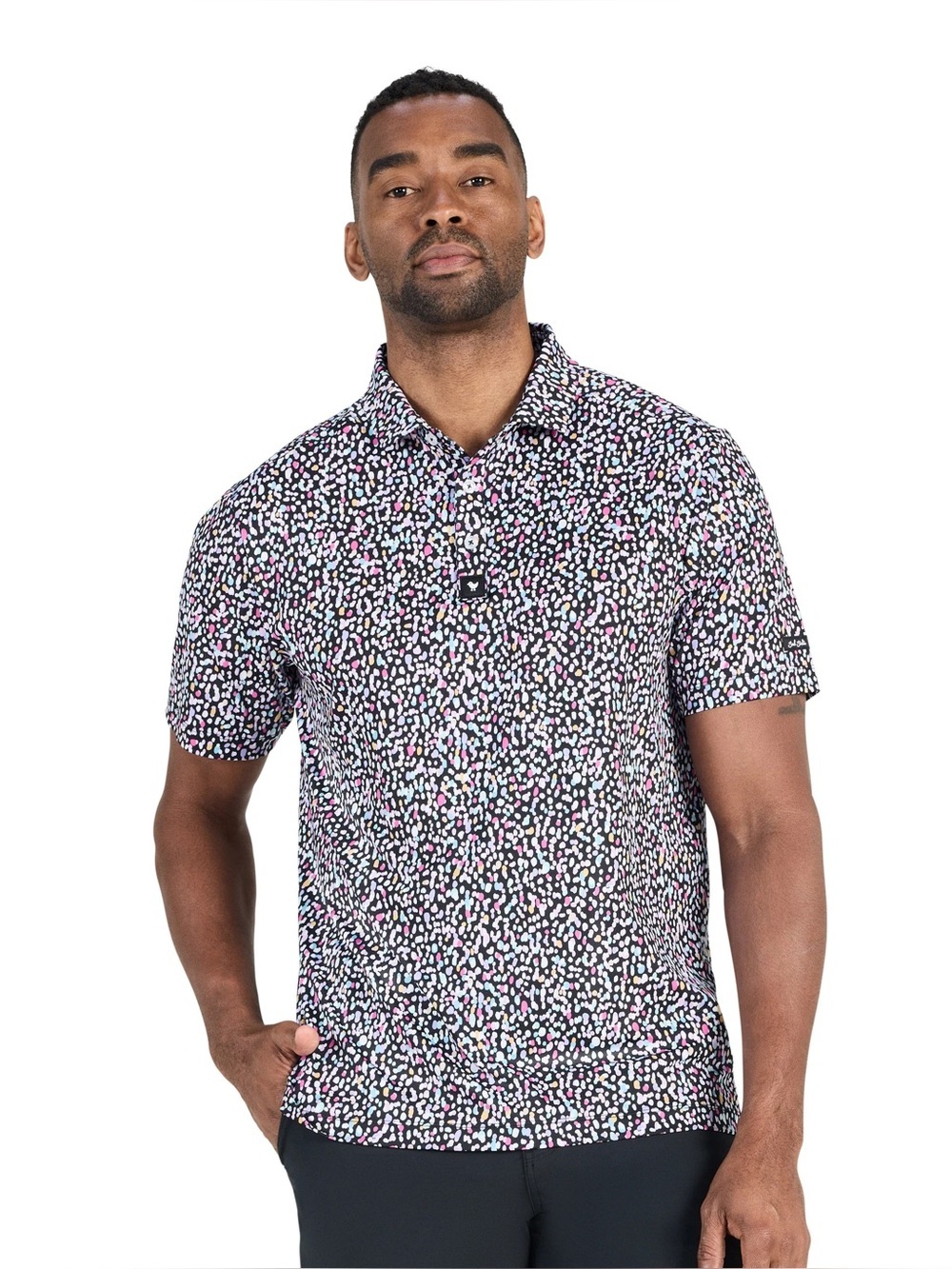 Bad Birdie Drippity Drip Golf Polo Multicolor Speckled Size S